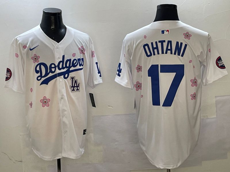Men Los Angeles Dodgers #17 Ohtani White Sakura Edition 2025 Nike MLB Jersey style 9->los angeles dodgers->MLB Jersey